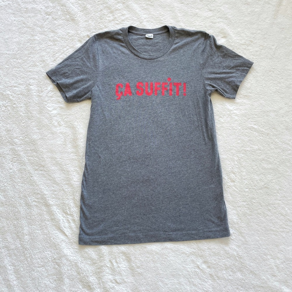 Clare V x Everytown Ca Suffit Graphic T-Shirt Heather Grey Red Size Small